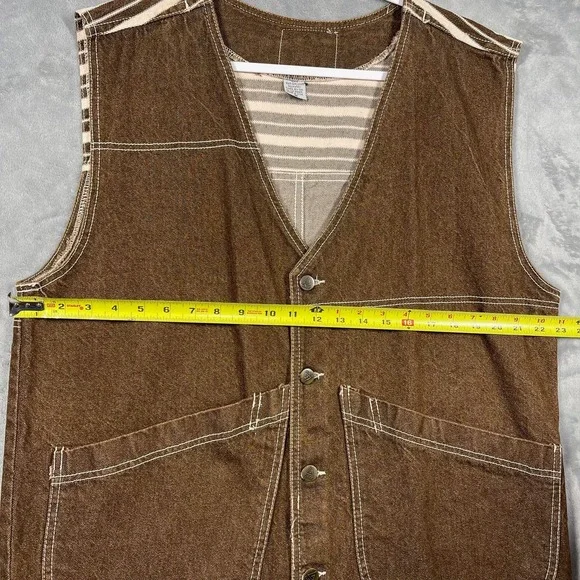 GATE‎ JEANS Mens Brown Denim Workwear Western Vest Metal Buttons Made in USA M - Picture 6 of 9